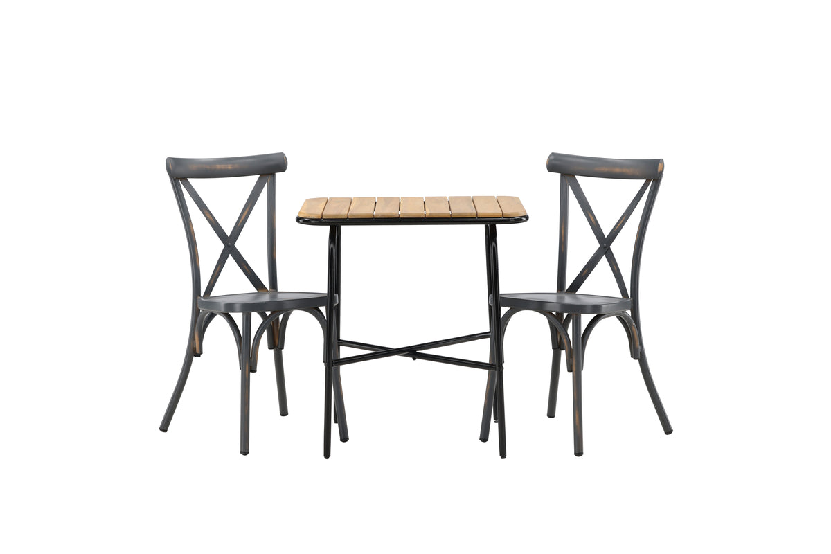 Venture Design Holmbeck & Tablas Cafebord 70 x 55 Natur + Matstolar 2-pack Mörkgrå