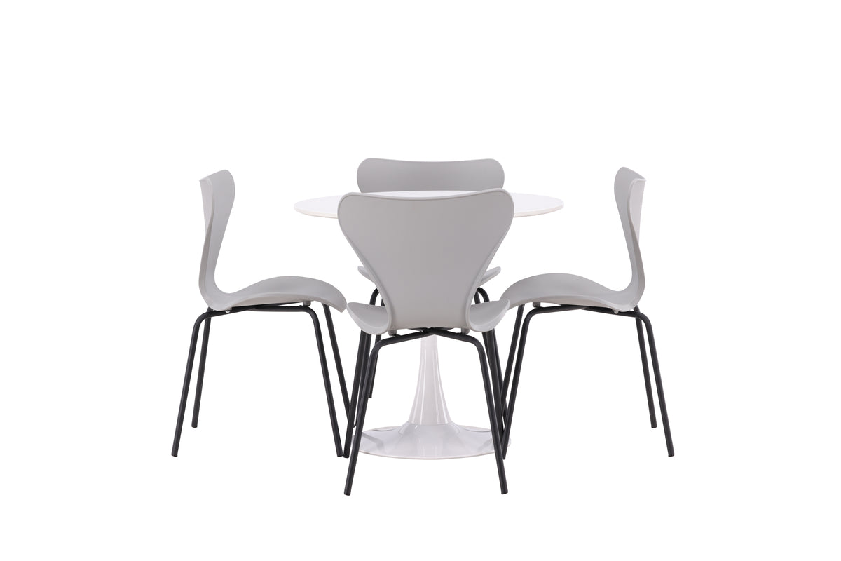 Venture Design Estes & Hamden Matstolar Ljusgrå + Matbord ⌀80