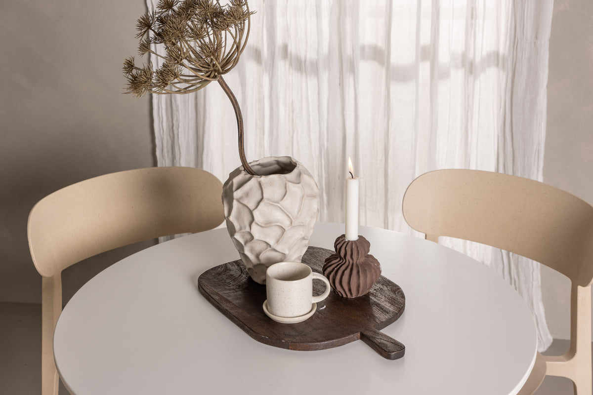 Venture Design Åstol & Hamden Matstolar 2-pack Beige + Runda Matbord ⌀80 Vit