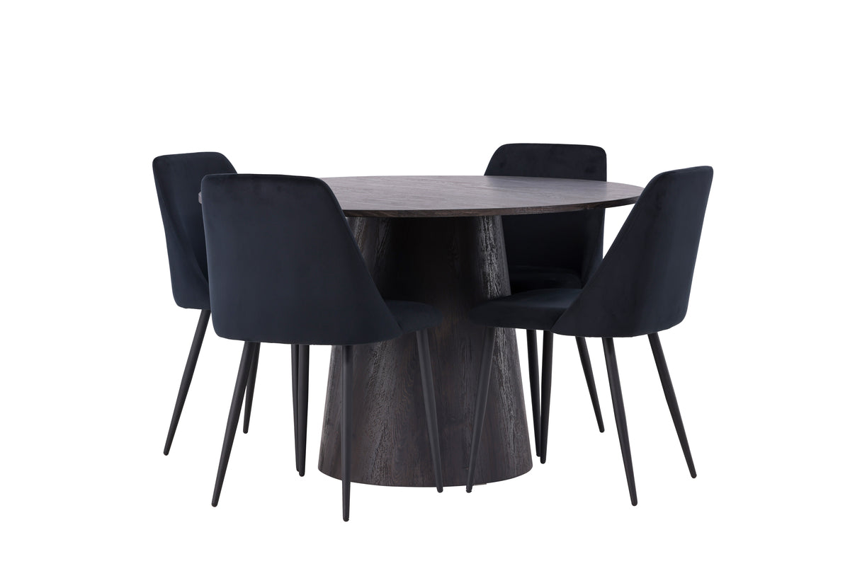 Venture Design Lanzo & Night Runda Matbord ⌀120 Mocka + Matstolar 2-pack Svart