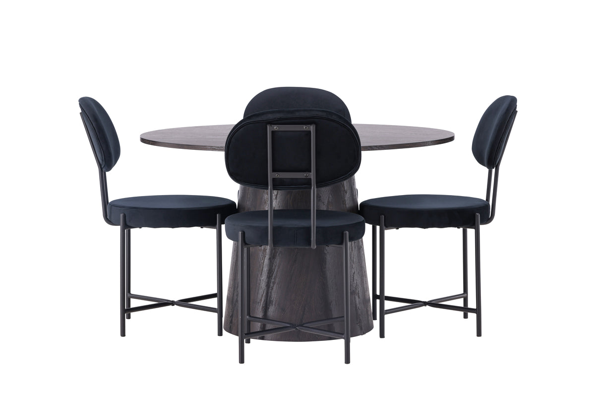 Venture Design Stella & Lanzo Matstolar 2-pack Svart + Runda Matbord ⌀120 Mocka
