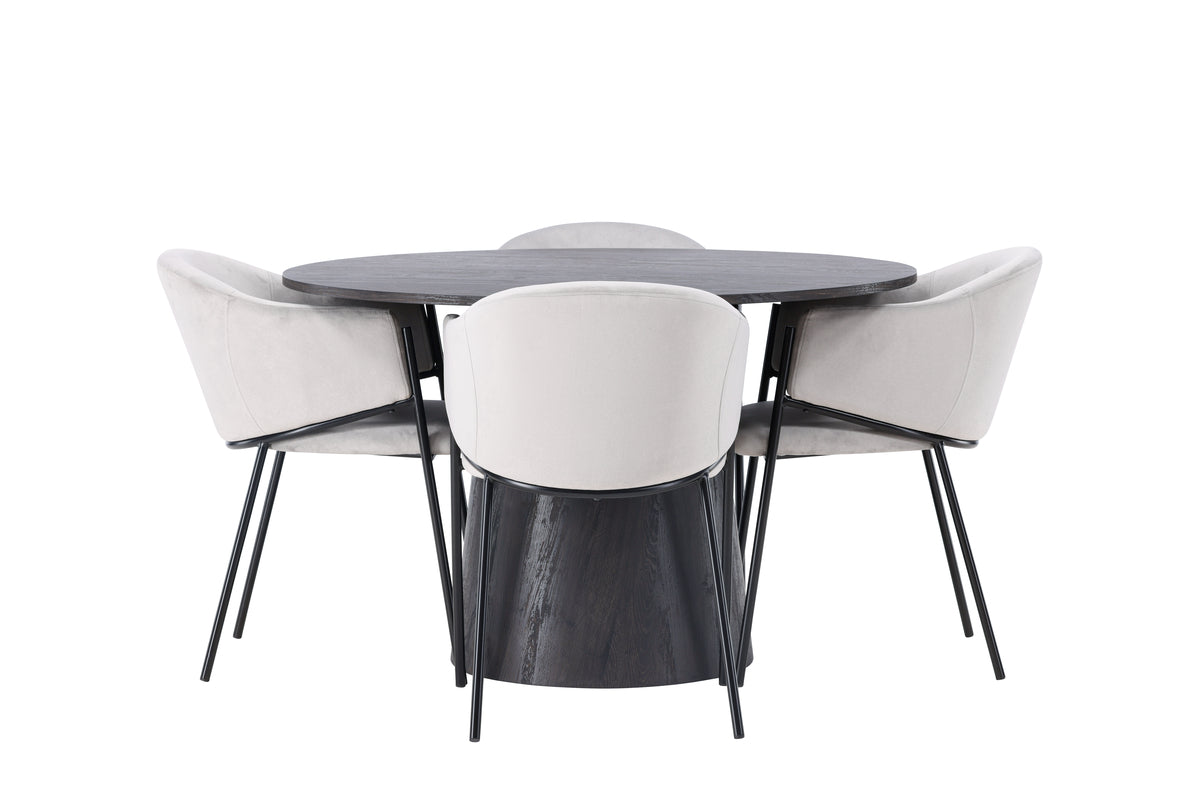 Venture Design Lanzo & Evelina Runda Matbord ⌀120 Mocka + Matstolar 2-pack Grå