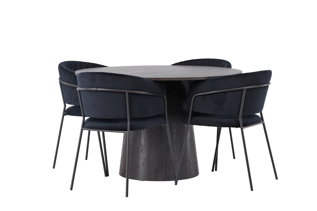 Venture Design Selma & Lanzo Matstolar 2-pack Svart + Runda Matbord ⌀120 Mocka