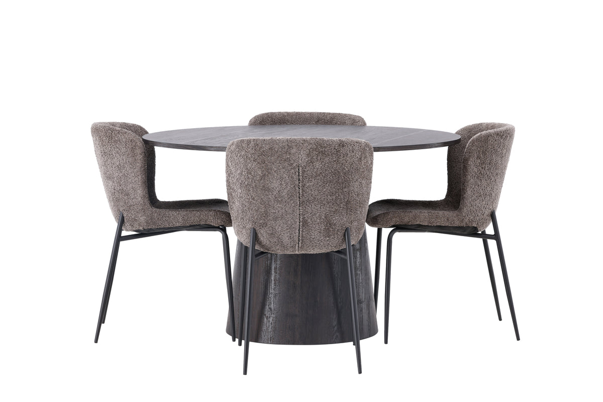 Venture Design Modesto & Lanzo Matstolar 2-pack Brun + Runda Matbord ⌀120 Mocka