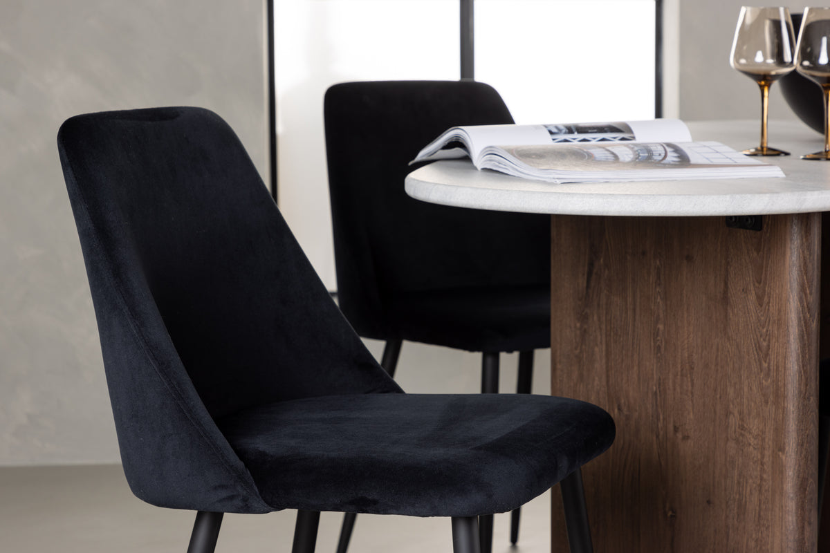 Venture Design Grönvik & Night Ovala Matbord 180 x 90 Ljusgrå + Matstolar 2-pack Svart