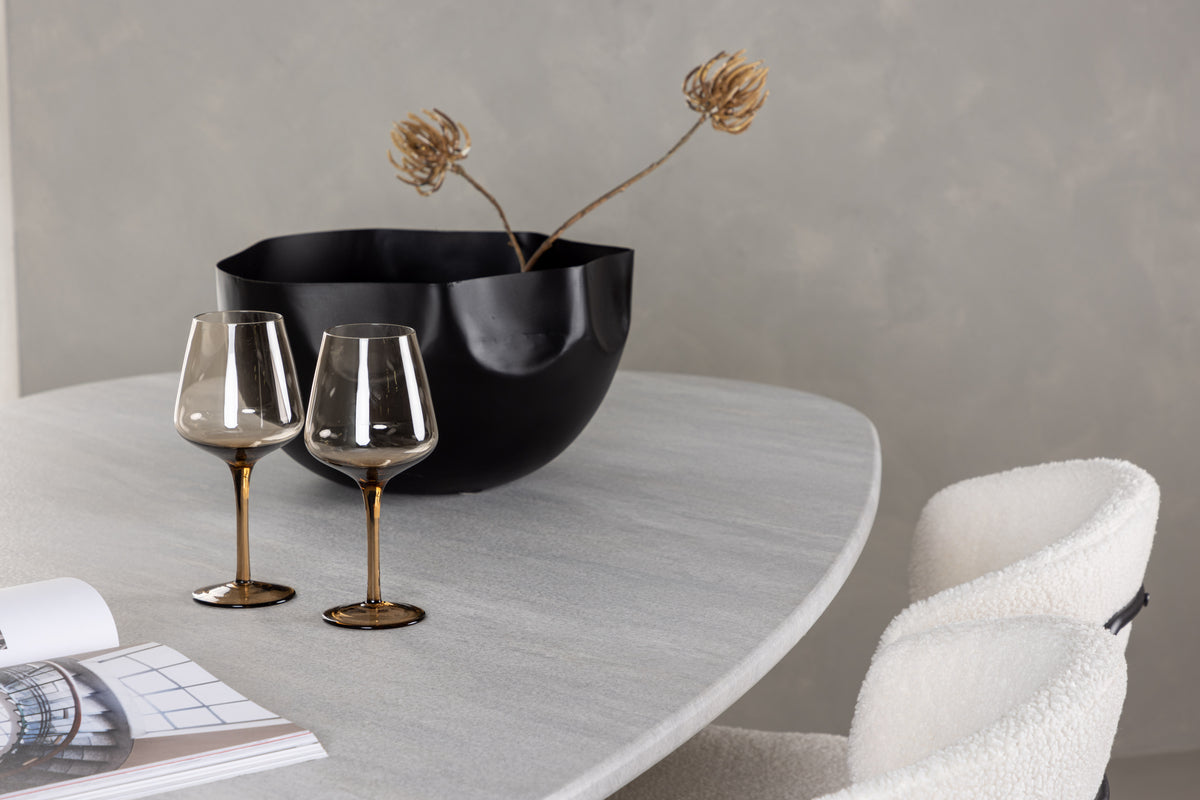 Venture Design Chico & Grönvik Matstolar 2-pack Vit + Ovala Matbord 180 x 90 Ljusgrå