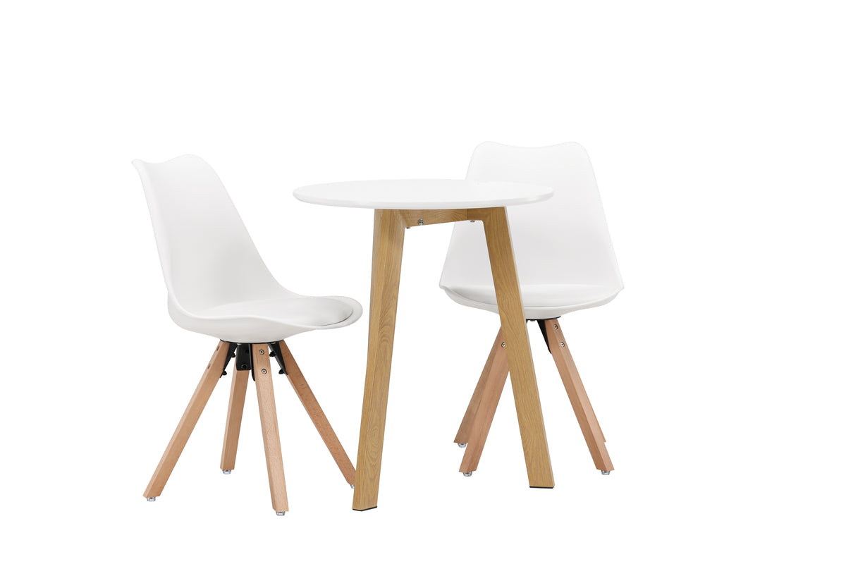 Venture Design Zeno & Leonora Matstolar 2-pack Vit + Runda Matbord ⌀65 Vit