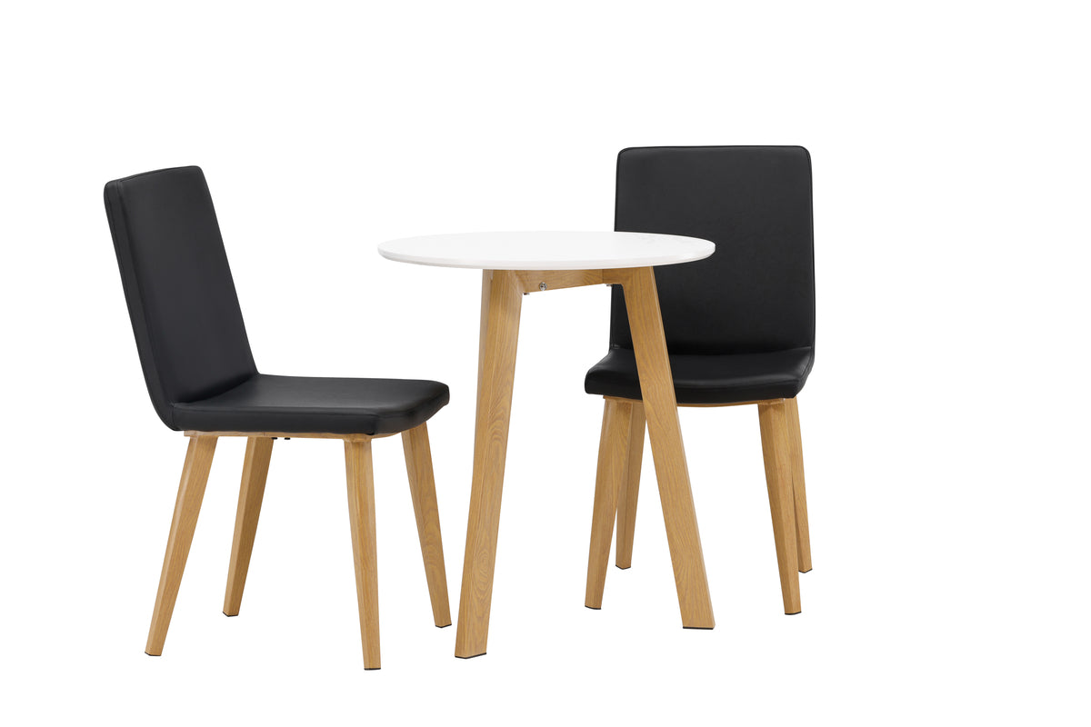 Venture Design Today & Leonora Matstolar 2-pack Svart + Runda Matbord ⌀65 Vit