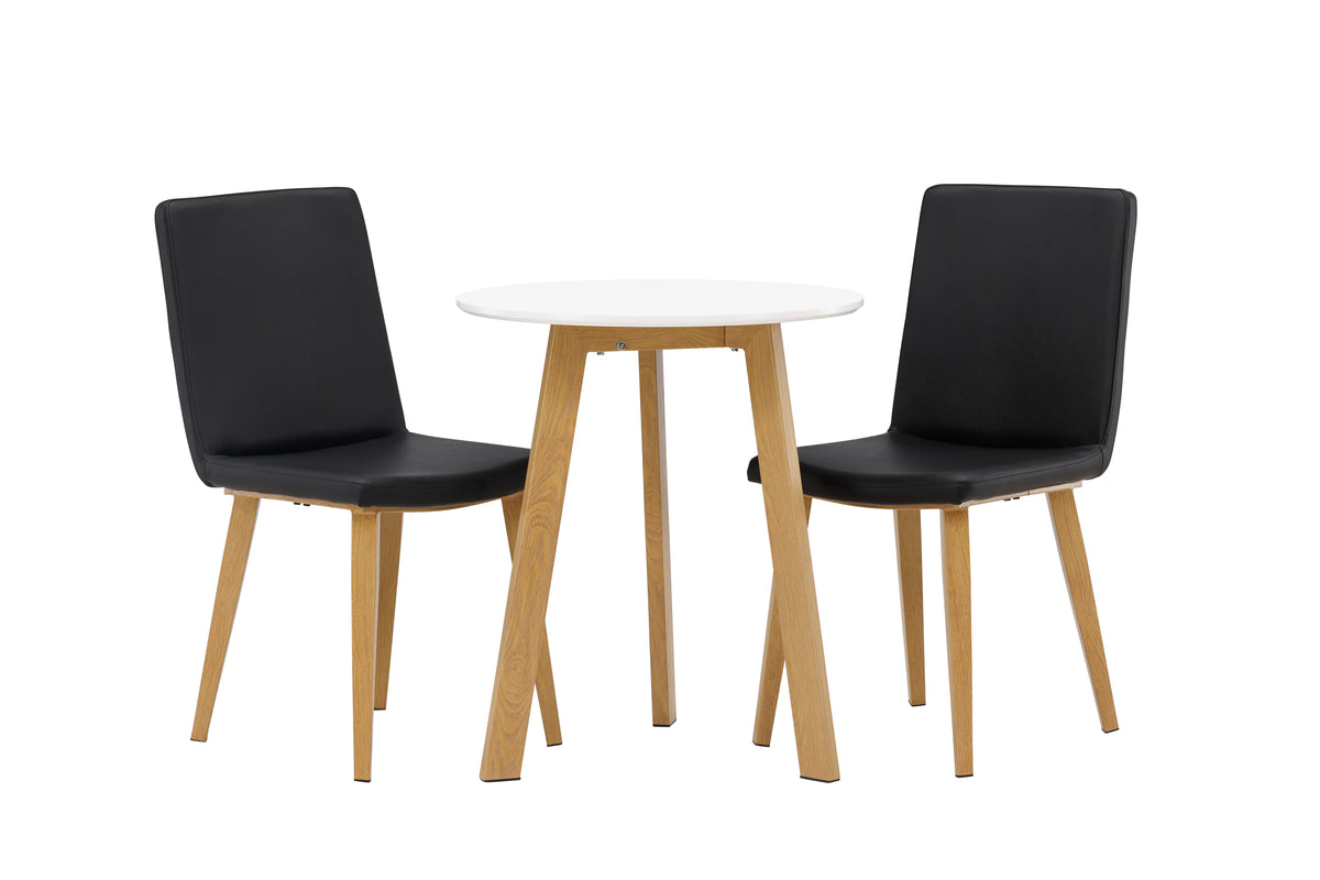 Venture Design Today & Leonora Matstolar 2-pack Svart + Runda Matbord ⌀65 Vit