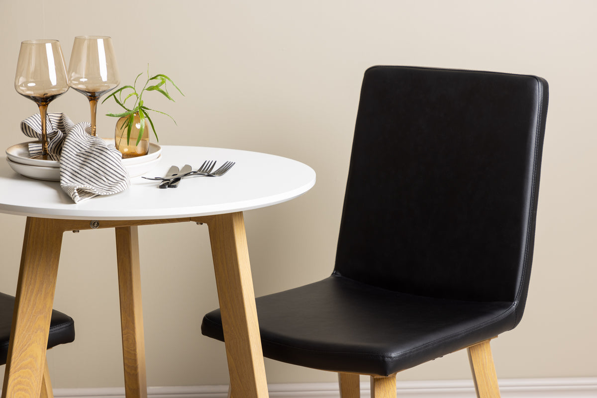 Venture Design Today & Leonora Matstolar 2-pack Svart + Runda Matbord ⌀65 Vit