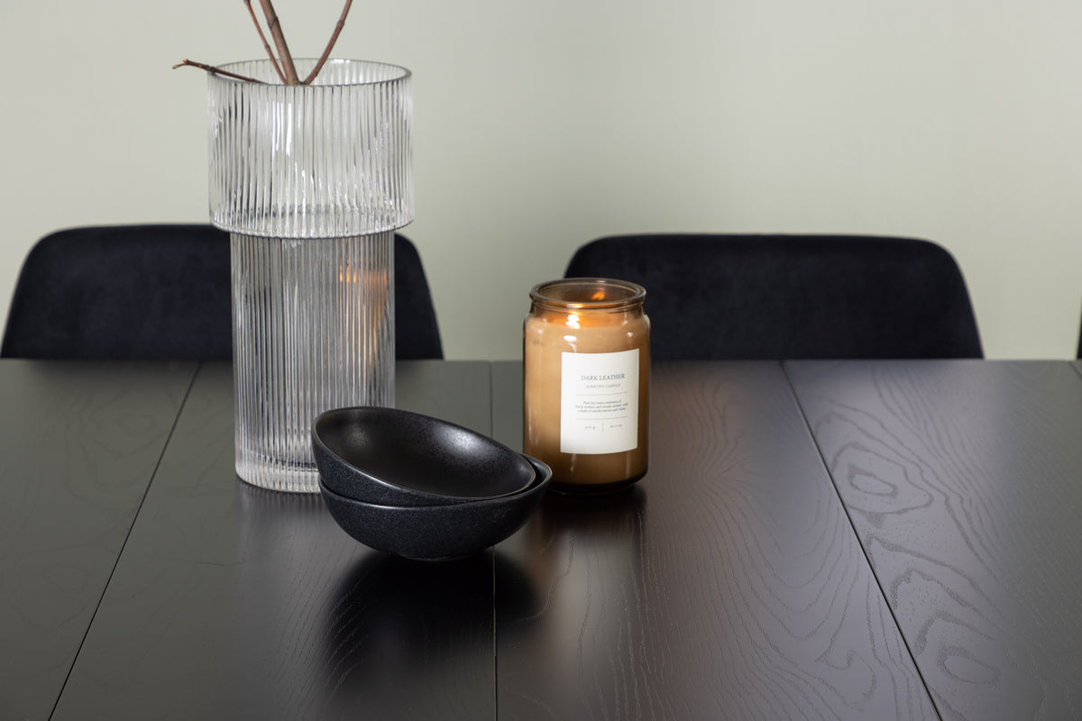 Venture Design Astrid & Night Rektangulära Matbord 200 x 90 Svart + Matstolar 2-pack Svart