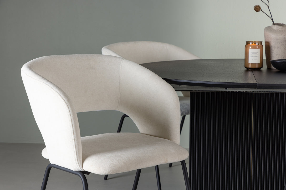 Venture Design Day & Matilda Matstolar 2-pack Off-white + Runda Matbord ⌀130 Svart