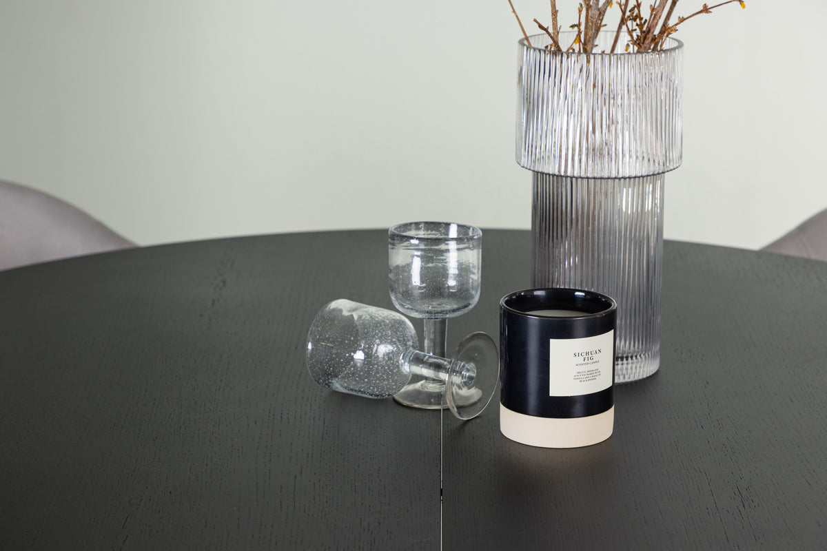 Venture Design Evelina & Matilda Matstolar 2-pack Grå + Runda Matbord ⌀130 Svart