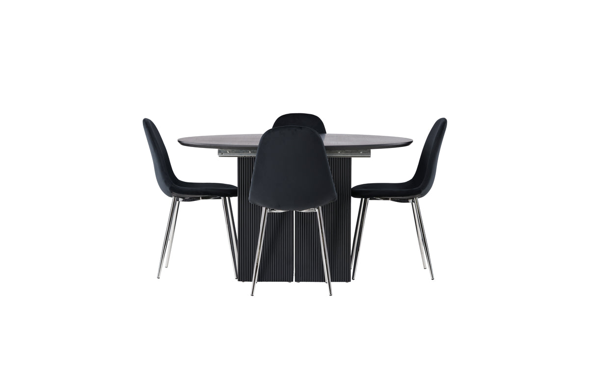 Venture Design Polar & Matilda Matstolar 2-pack Svart + Runda Matbord ⌀130 Svart