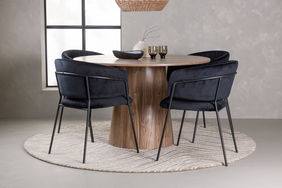 Venture Design Lanzo & Selma Runda Matbord ⌀120 Natur + Matstolar 2-pack Svart