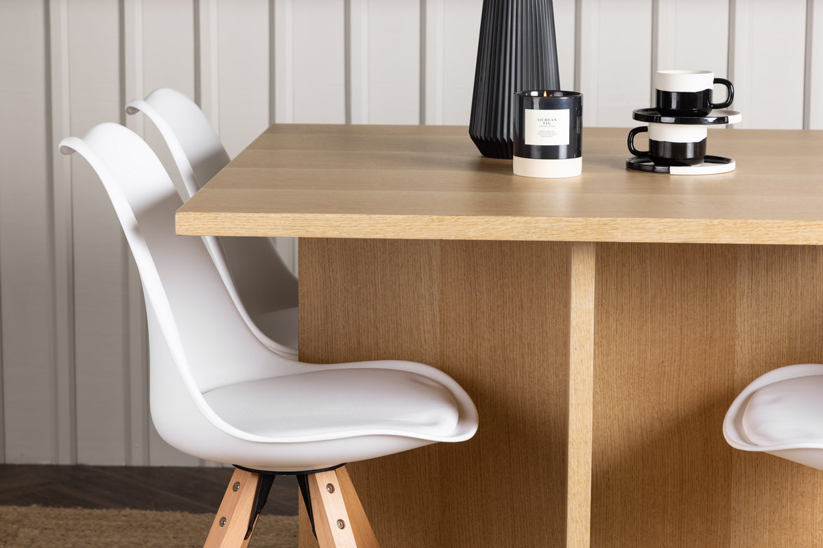 Venture Design Leo & Zeno Rektangulära Matbord 100 x 100 Ljusgrå + Matstolar 2-pack Vit