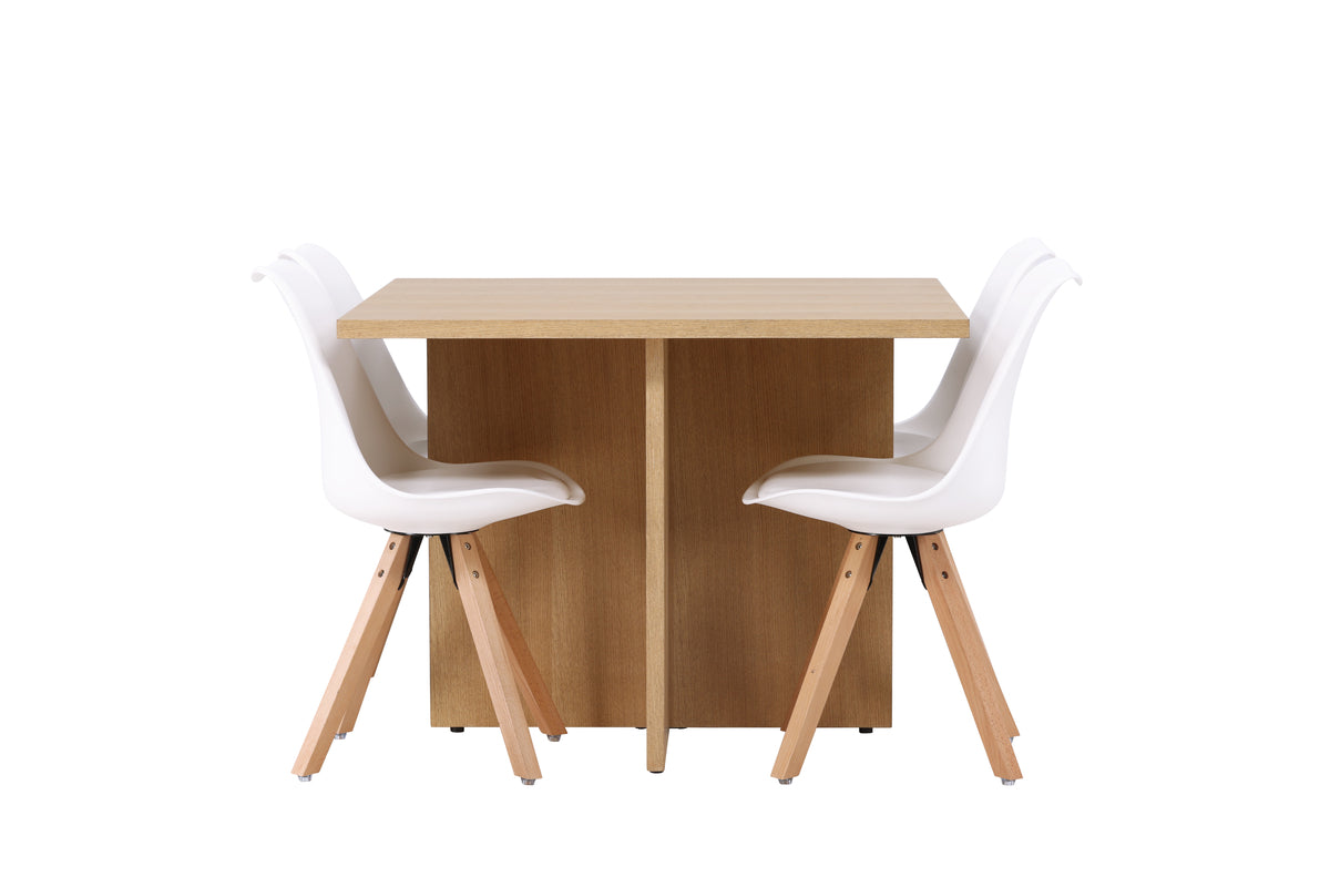 Venture Design Leo & Zeno Rektangulära Matbord 100 x 100 Ljusgrå + Matstolar 2-pack Vit