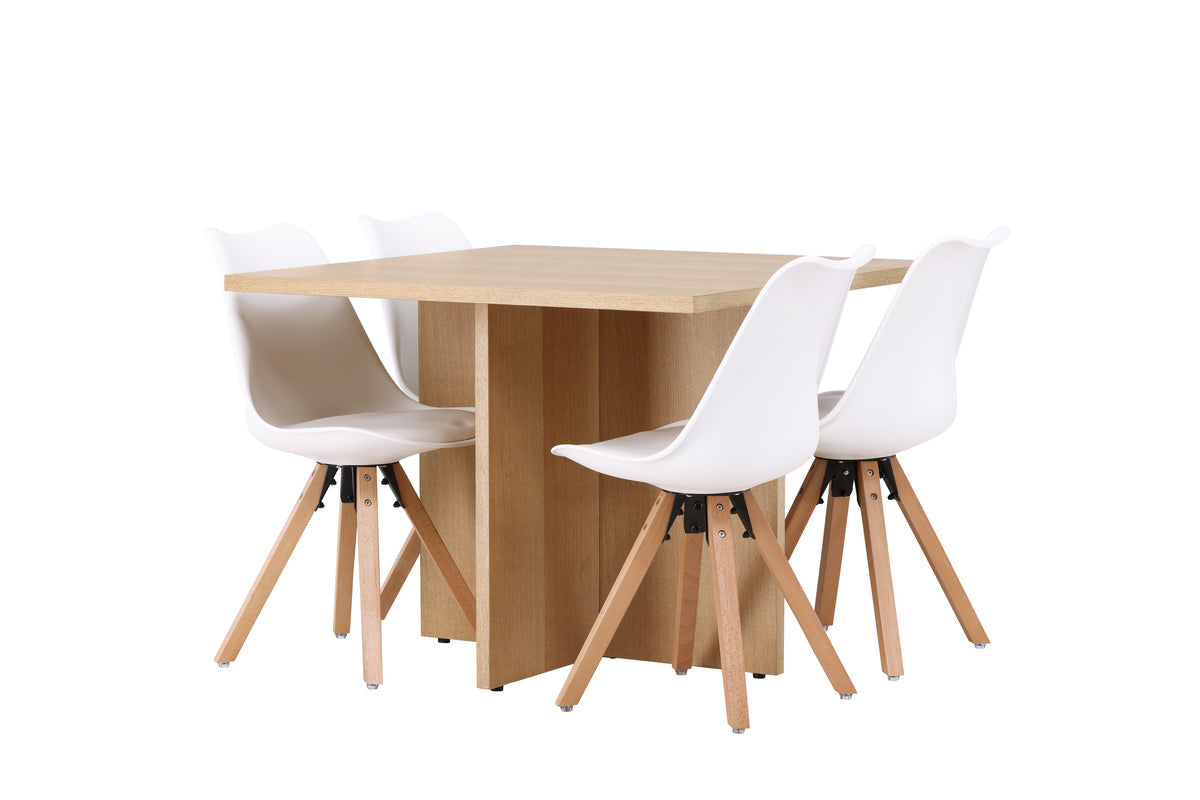 Venture Design Leo & Zeno Rektangulära Matbord 100 x 100 Ljusgrå + Matstolar 2-pack Vit