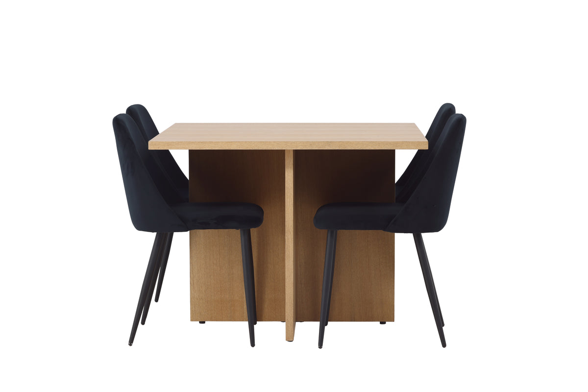Venture Design Leo & Night Rektangulära Matbord 100 x 100 Natur + Matstolar 2-pack Svart