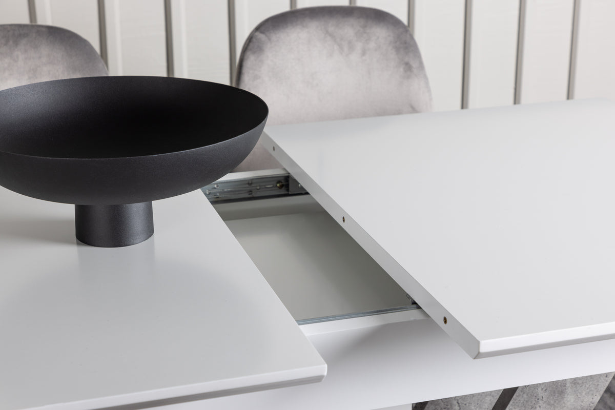 Venture Design Disa & Eva Rektangulära Matbord 120 x 80 Vit + Matstolar 2-pack Ljusgrå