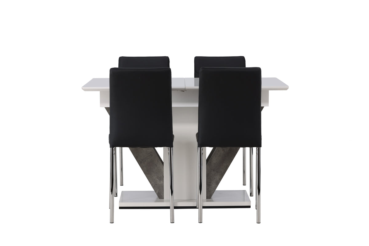 Venture Design Disa & Lily Rektangulära Matbord 120 x 80 Vit + Matstolar 2-pack Svart