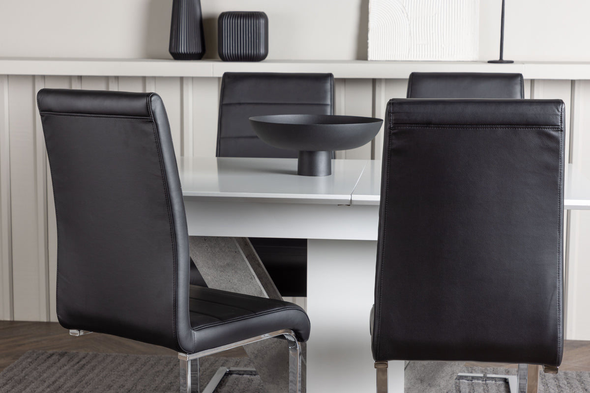 Venture Design Tempo & Disa Matstolar 2-pack Svart + Rektangulära Matbord 120 x 80 Vit