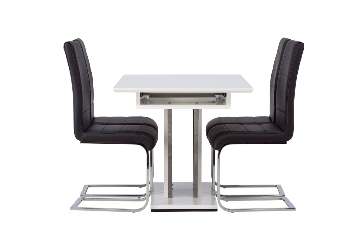 Venture Design Tempo & Disa Matstolar 2-pack Svart + Rektangulära Matbord 120 x 80 Vit