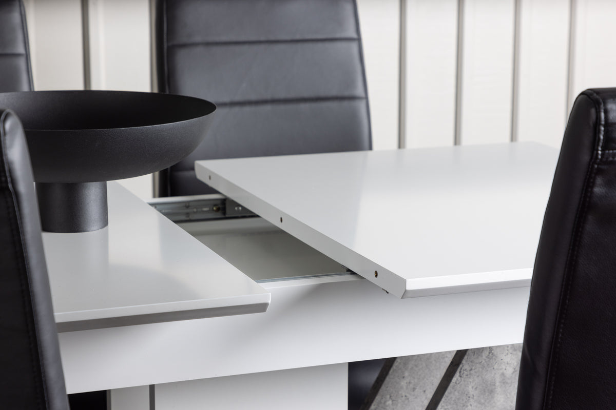 Venture Design Tempo & Disa Matstolar 2-pack Svart + Rektangulära Matbord 120 x 80 Vit