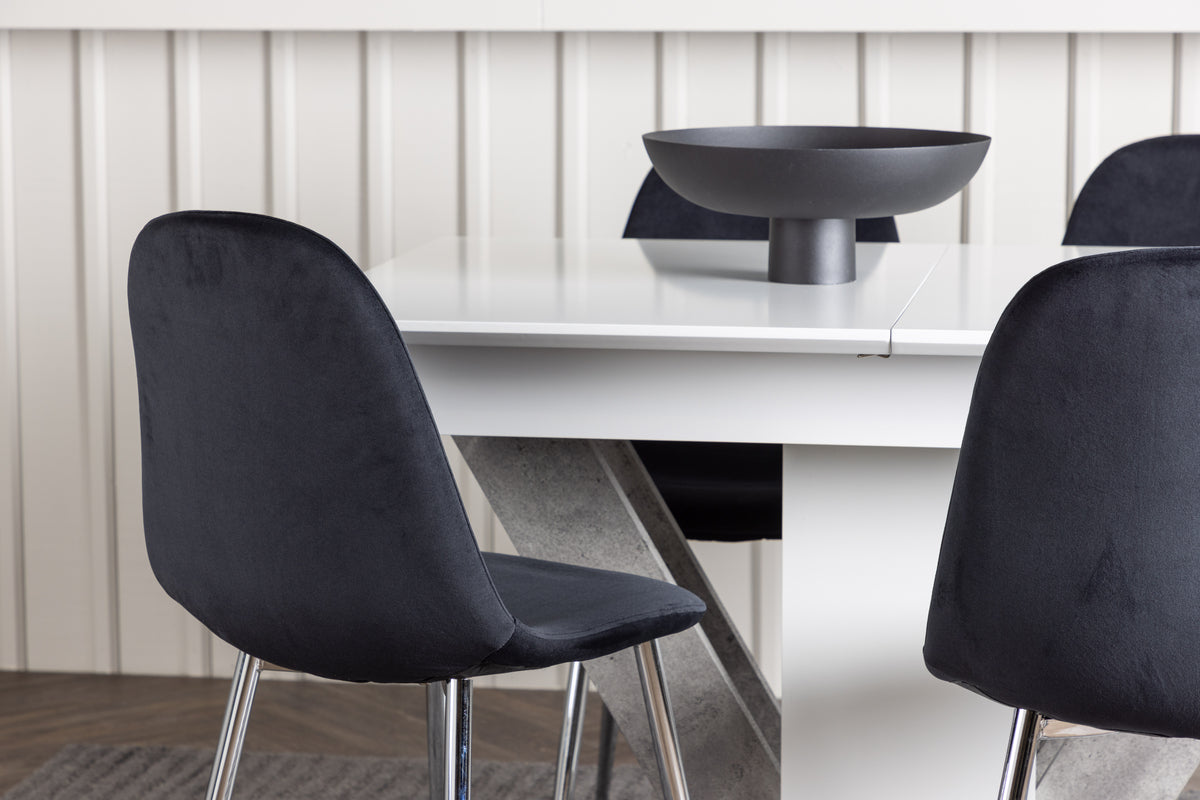 Venture Design Disa & Polar Rektangulära Matbord 120 x 80 Vit + Matstolar 2-pack Svart