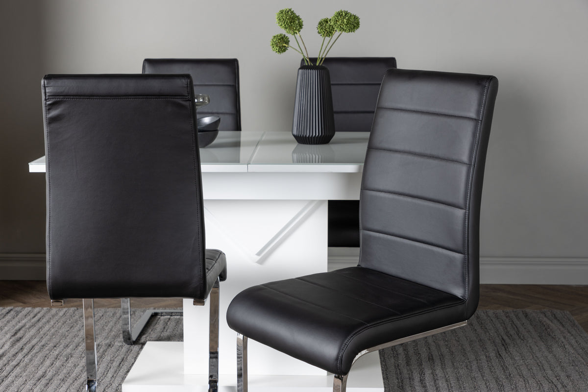 Venture Design Tempo & Pluto Matstolar 2-pack Svart + Rektangulära Matbord 120 x 90 Vit