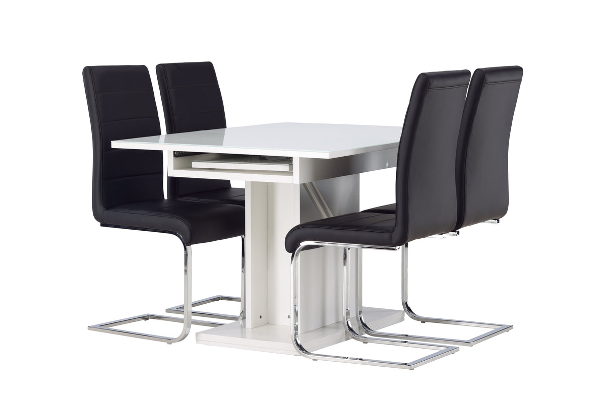 Venture Design Tempo & Pluto Matstolar 2-pack Svart + Rektangulära Matbord 120 x 90 Vit