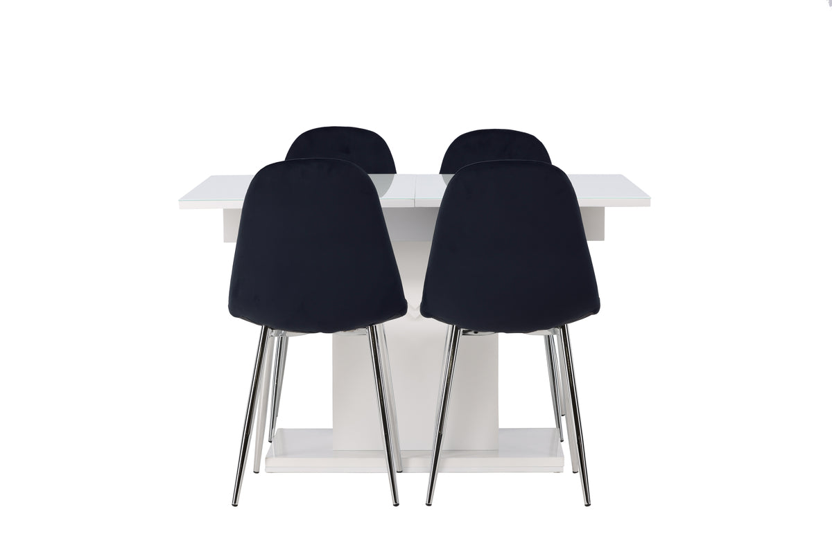 Venture Design Pluto & Polar Rektangulära Matbord 120 x 90 Vit + Matstolar 2-pack Svart