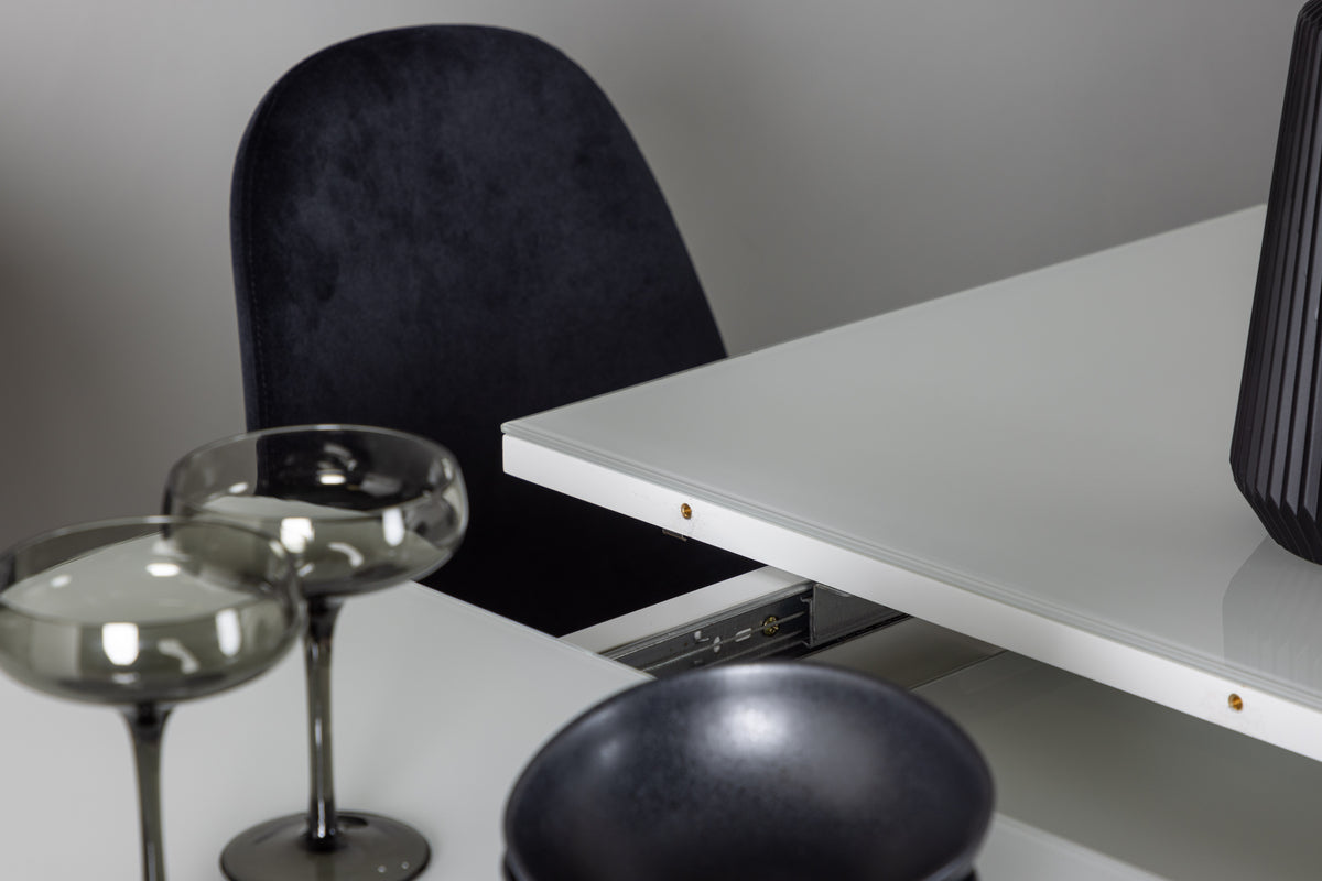 Venture Design Pluto & Polar Rektangulära Matbord 120 x 90 Vit + Matstolar 2-pack Svart