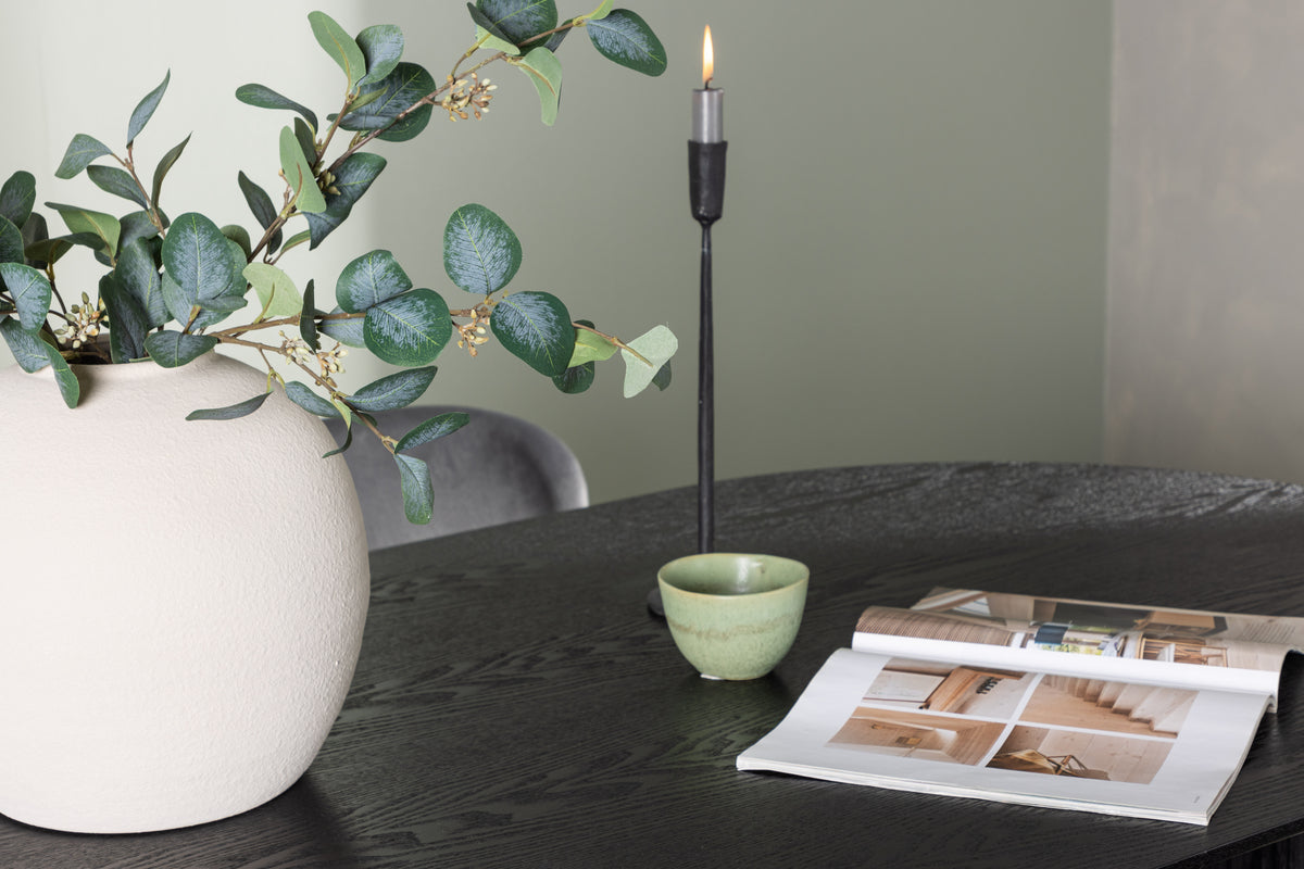 Venture Design Lilja & Isolde Matstolar 2-pack Grå + Ovala Matbord 180 x 90 Svart