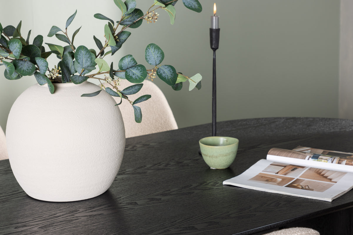 Venture Design Polar & Isolde Matstolar 2-pack Beige + Ovala Matbord 180 x 90 Svart