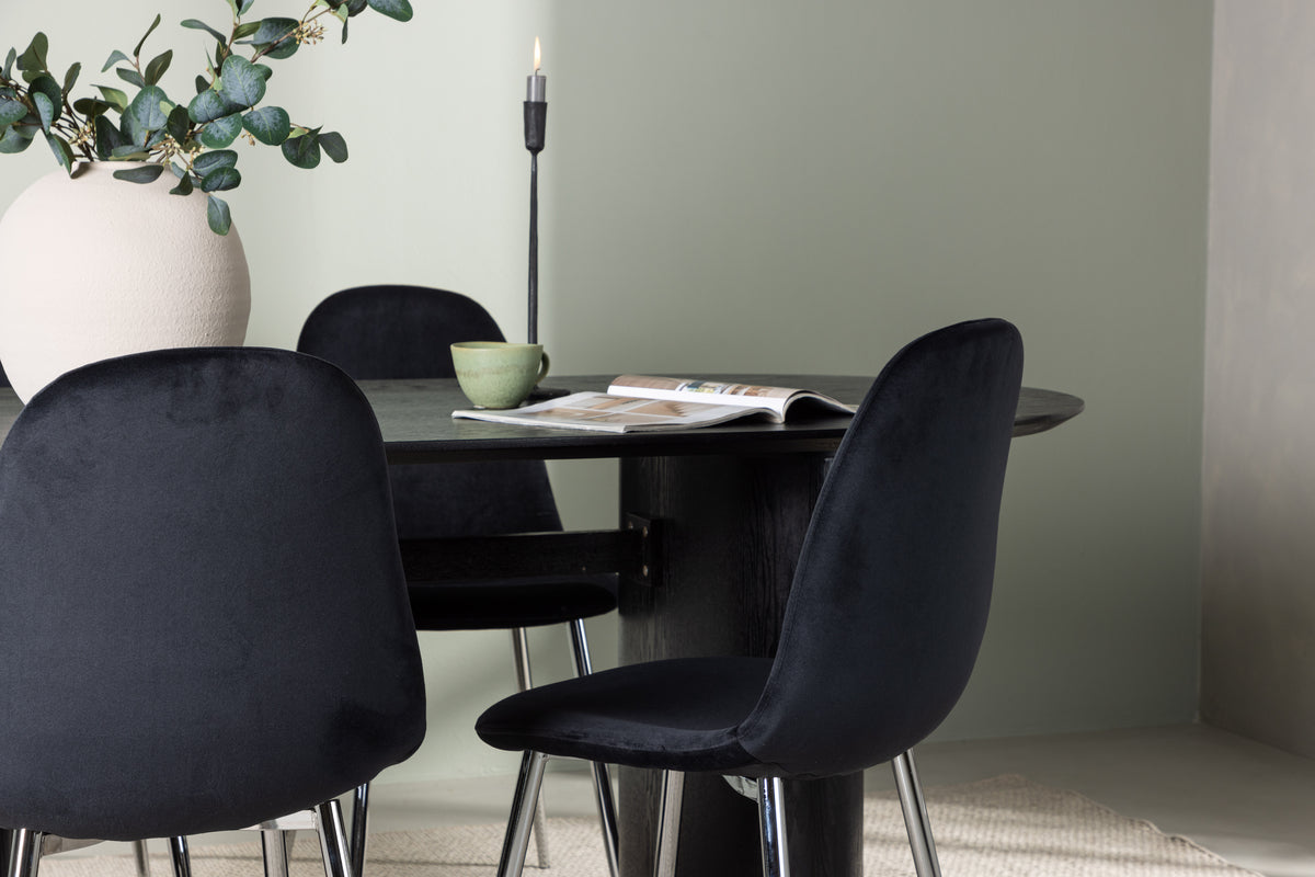 Venture Design Polar & Isolde Matstolar 2-pack Svart + Ovala Matbord 180 x 90 Svart