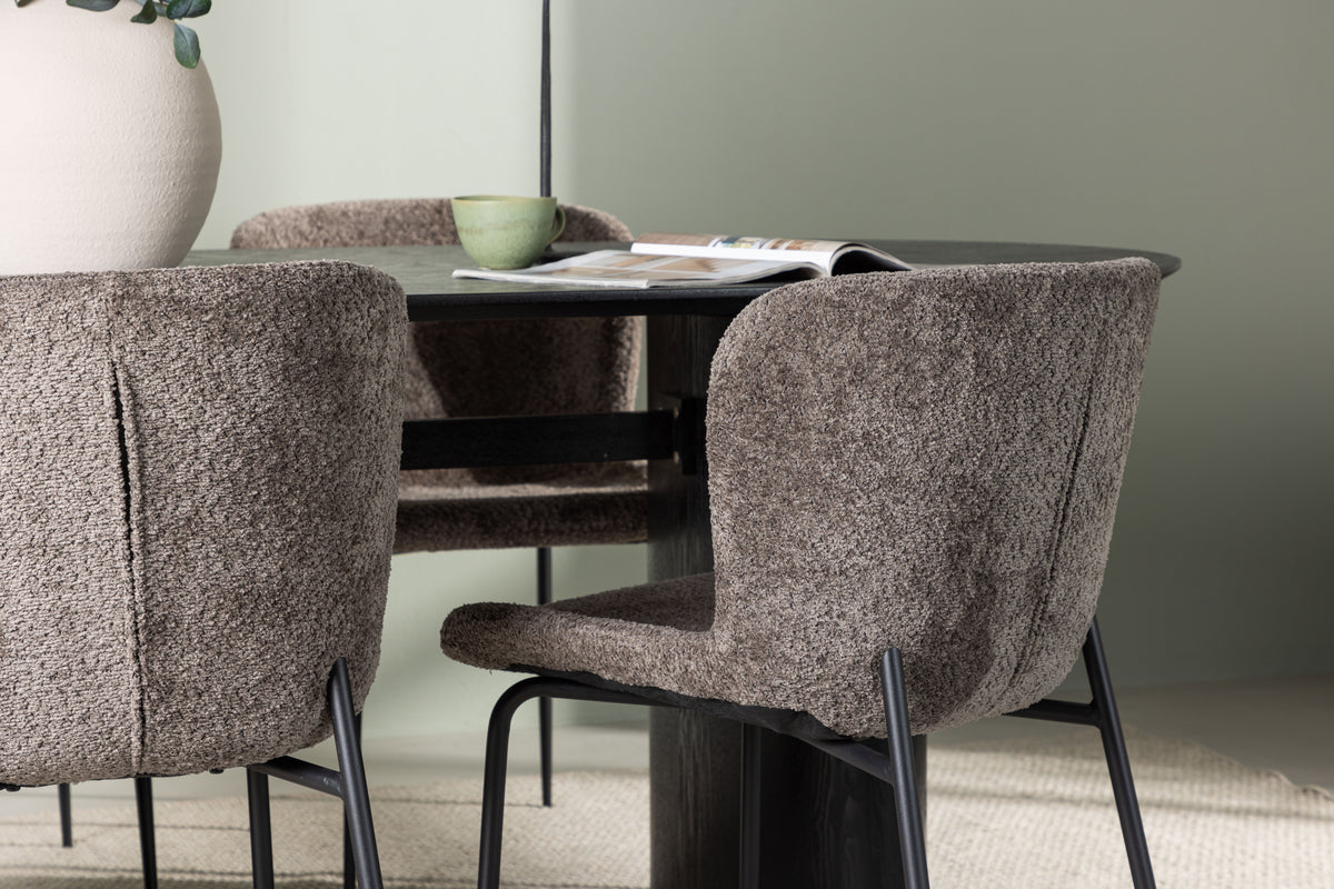 Venture Design Modesto & Isolde Matstolar 2-pack Brun + Ovala Matbord 180 x 90 Svart
