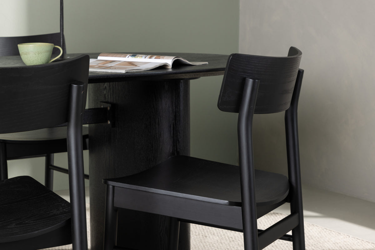 Venture Design Montros & Isolde Matstolar 2-pack Svart + Ovala Matbord 180 x 90 Svart