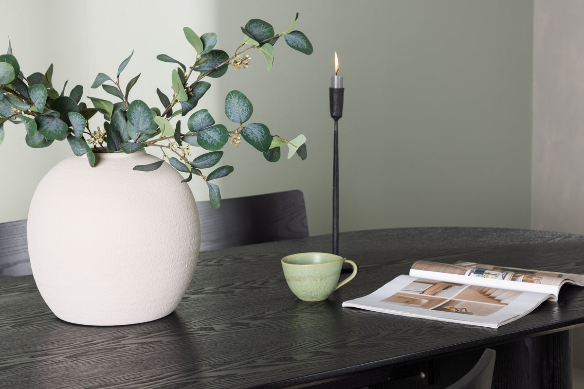 Venture Design Montros & Isolde Matstolar 2-pack Svart + Ovala Matbord 180 x 90 Svart