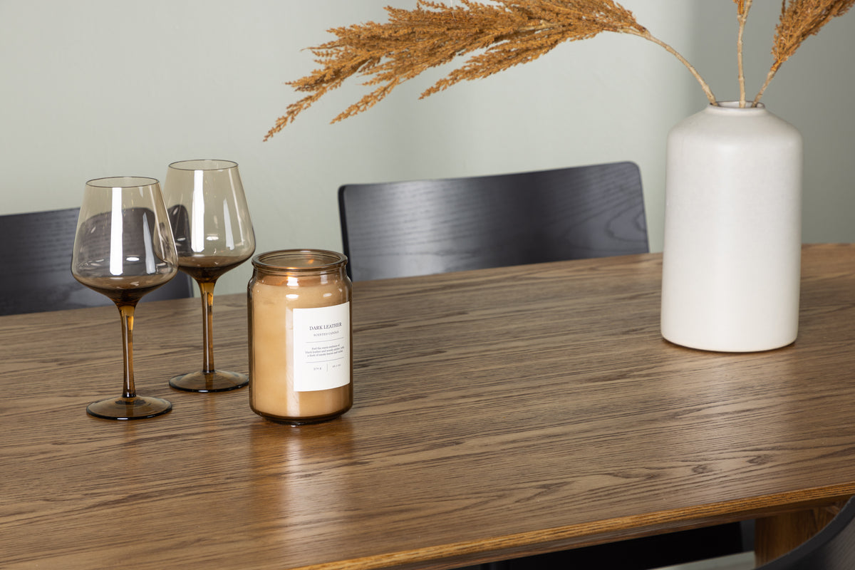Venture Design Montros & Isolde Matstolar 2-pack Svart + Ovala Matbord 180 x 90 Natur