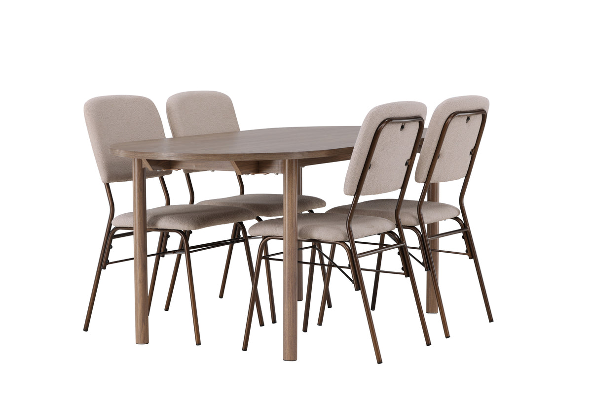 Venture Design Seda & Andy Matstolar 2-pack Beige + Ovala Matbord 180 x 90 Natur