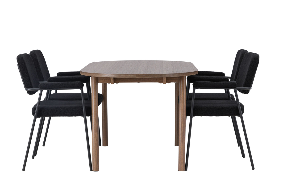 Venture Design Yesterday & Andy Matstolar 2-pack Svart + Ovala Matbord 180 x 90 Natur