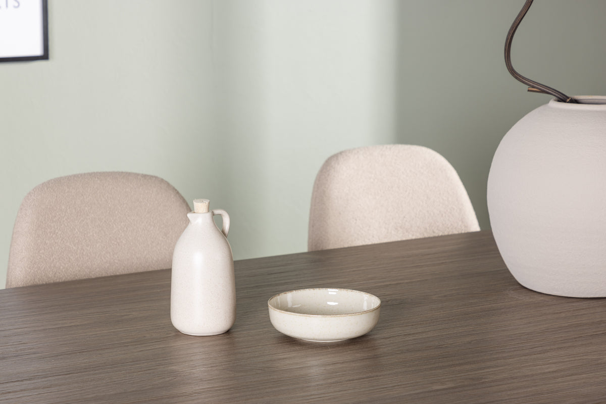 Venture Design Polar & Andy Matstolar 2-pack Beige + Ovala Matbord 180 x 90 Natur