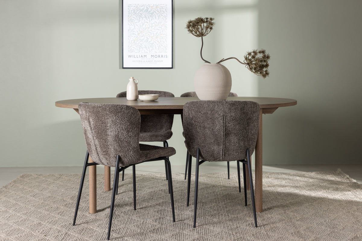 Venture Design Modesto & Andy Matstolar 2-pack Brun + Ovala Matbord 180 x 90 Natur