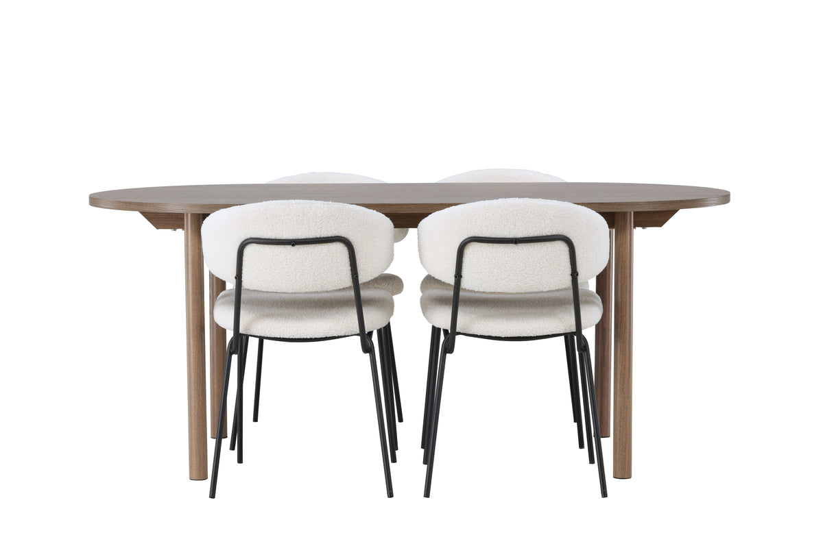 Venture Design Chico & Andy Matstolar 2-pack Vit + Ovala Matbord 180 x 90 Natur