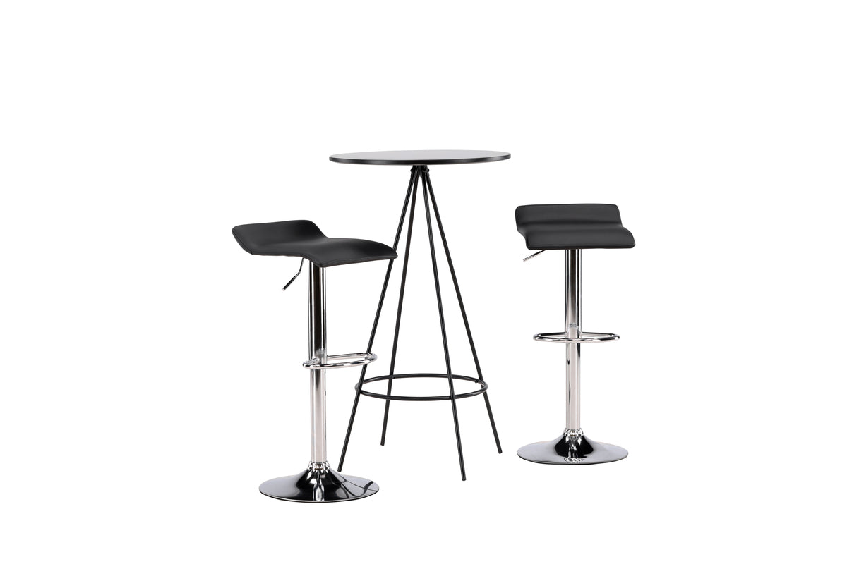 Venture Design Jonna & Bistro Barstolar 2-pack Svart + Barbord ⌀60 Svart