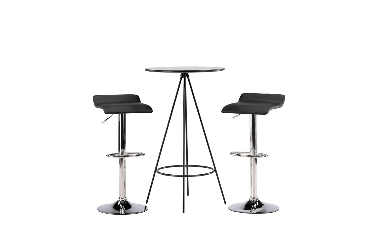 Venture Design Jonna & Bistro Barstolar 2-pack Svart + Barbord ⌀60 Svart