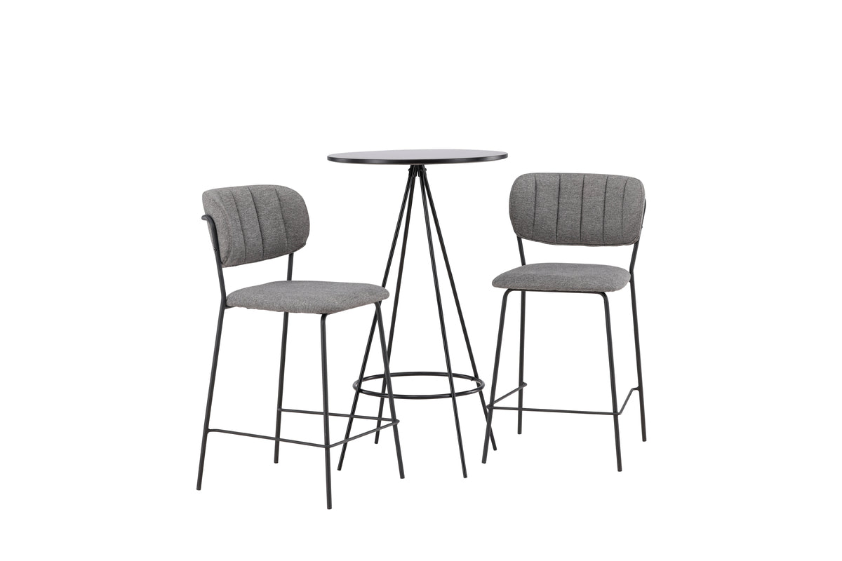 Venture Design Bell & Bistro Barstolar 2-pack Grå + Barbord ⌀60 Svart