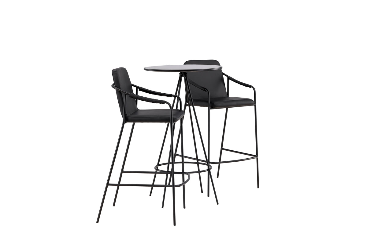 Venture Design Tvist & Bistro Barstolar 2-pack Svart + Barbord ⌀60 Svart