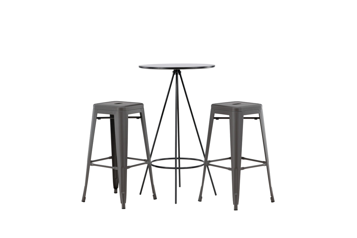 Venture Design Tempe & Bistro Barstolar 4-pack Mörkgrå + Barbord ⌀60 Svart